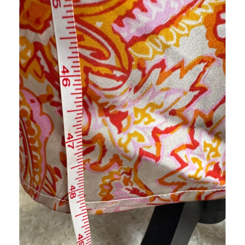 Tropical Orange Pink Paisley Festival Cowl Neck 90s Midi Slip Dress Slit Medium - Picture 4 of 7